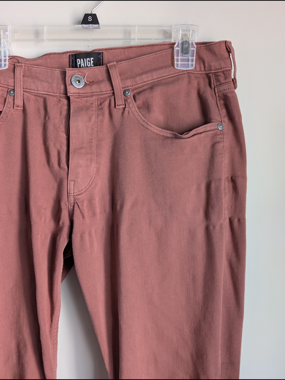 PAIGE Federal Slim Straight Pants Mens 33 Dusted Rose Pink Transcend Stretch USA